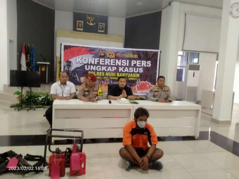 Polres Musi Banyuasin , Polres Musi Banyuasin ungkap kasus tindak pidana Ilegal Driling di Aula H.Alex Noerdin